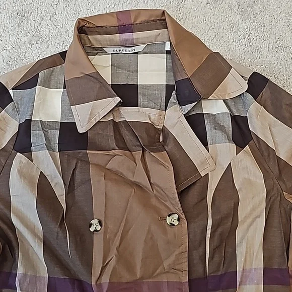 Burberry Brown and Purple Plaid Midi Dress - Picture 3 of 7